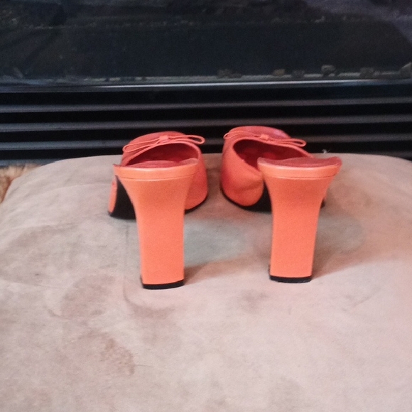 Charles David Coral-Orange Slip-On Mule Heels - Picture 5 of 7